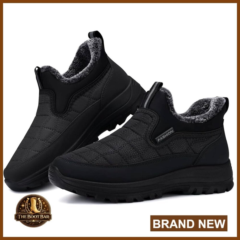 Women's Waterproof Snow Boots Fur Lined Slip On Ankle Boots Winter Shoes